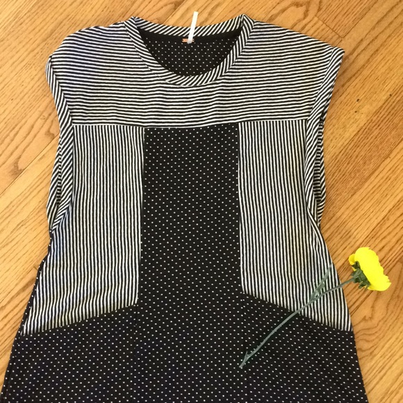 Free People stripe and polka dot dress w/pockets - Picture 2 of 4